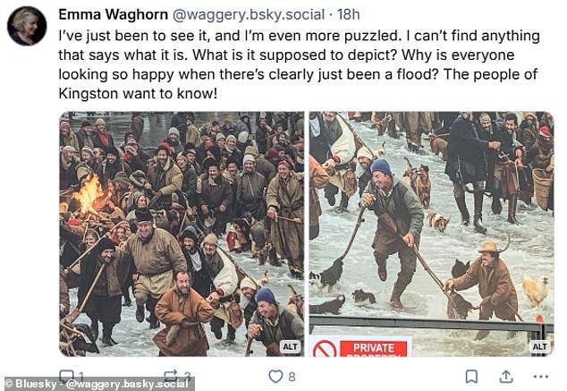 One social media user who trekked out to see the mural was confused to find no information to suggest what the strange scenes might be showing