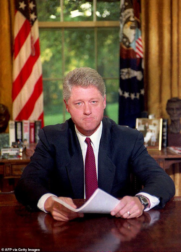 Clinton served as the 42nd President of the United States from 1993 to 2001; Pictured during a televised speech in 1993