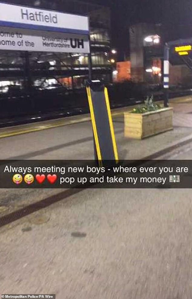 Posting on Snapchat, Ehiemere brazenly advertised his activities, telling young boys to 'pop up and take my money'