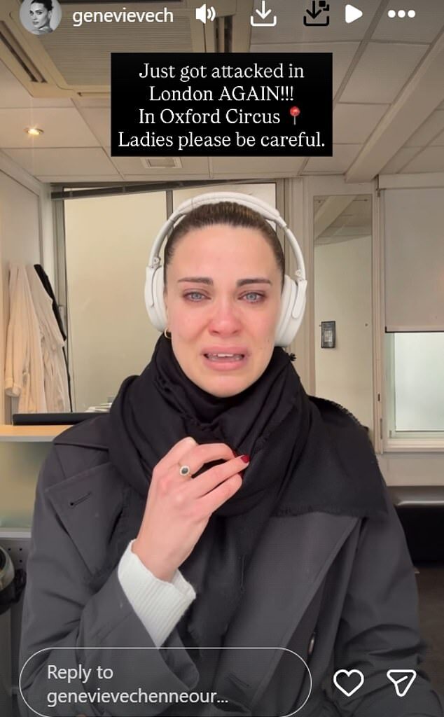 Bridgerton star Genevieve Chenneour broke down in tears on Instagram on Thursday as she revealed she was attacked in central London
