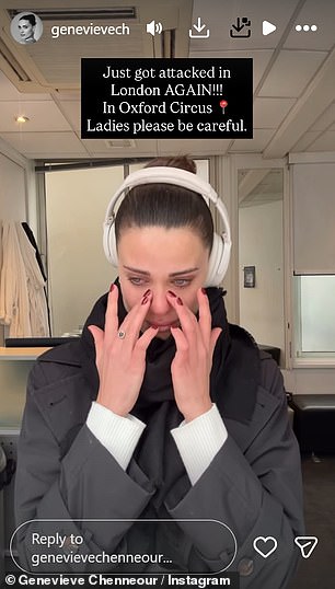 Geneivieve said she was left 'shaken' after a man targeted her and hit her without warning near Oxford Circus