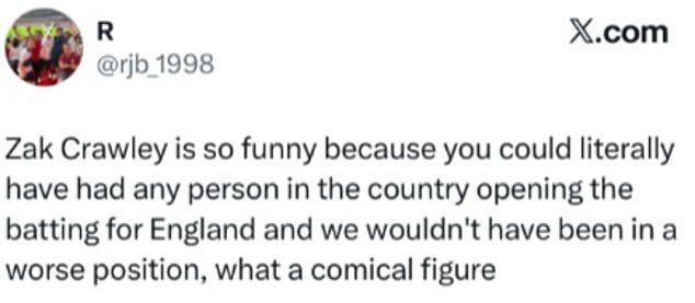 Fans flooded to social media to question Crawley's spot in the team after the game