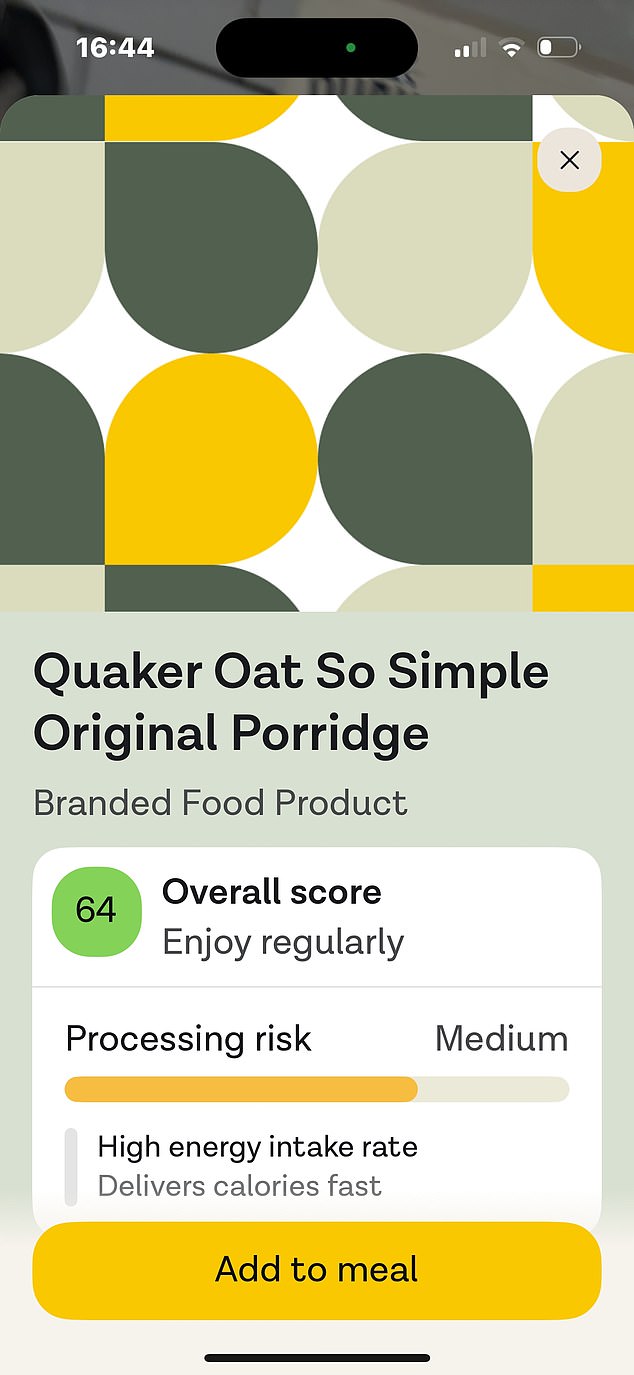 A ZOE-friendly Quaker plain porridge oats gets a green score of  68