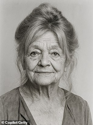 It then predicated what she should look like at age 80 had she kept everything natural. One of the AI-generated photos is seen