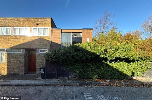 The property viewed from the road (behind the hedges)