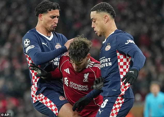 Gerrard singled out Milos Kerkez (centre) for criticism, pointing out his poor positioning