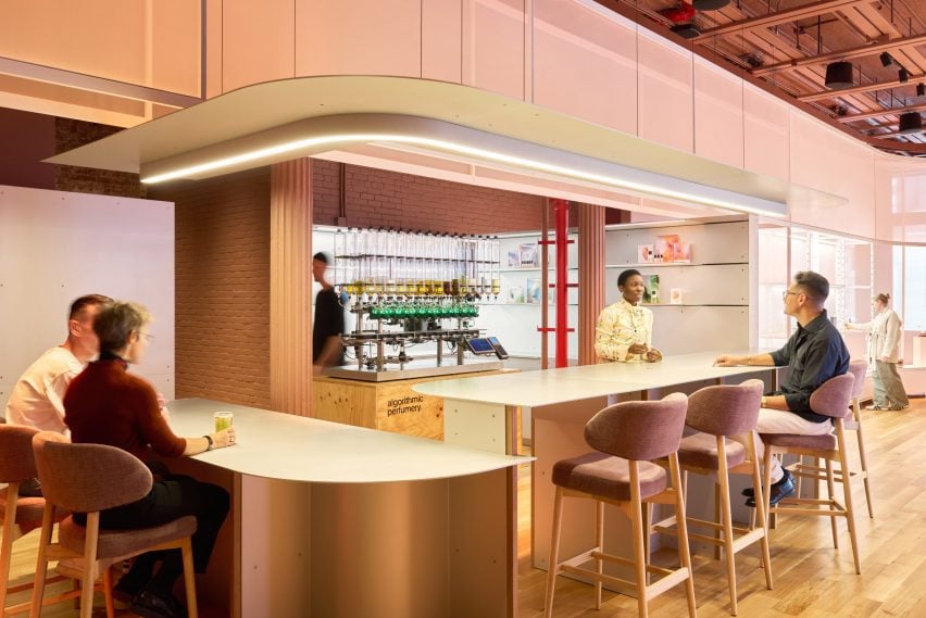 Bar area with different-height counters