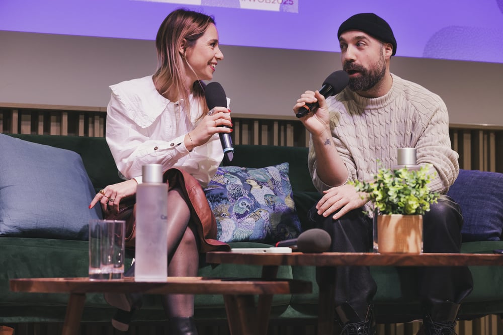 Louis-Gabriel Nouchi with Caroline Goiffon, managing director of the jewellery brand Statement Paris