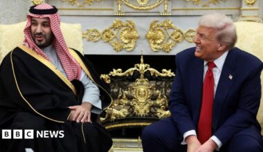 Saudi's crown prince says they will invest $1tn in US during Oval Office meeting with Trump - live