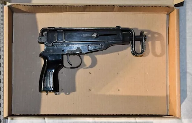 A Skorpion submachine gun recovered from a flat on Grey Road in Walton