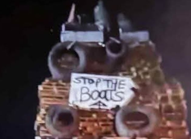 Enniskillen: PSNI probing ‘stop the boats’ placard on Halloween bonfire