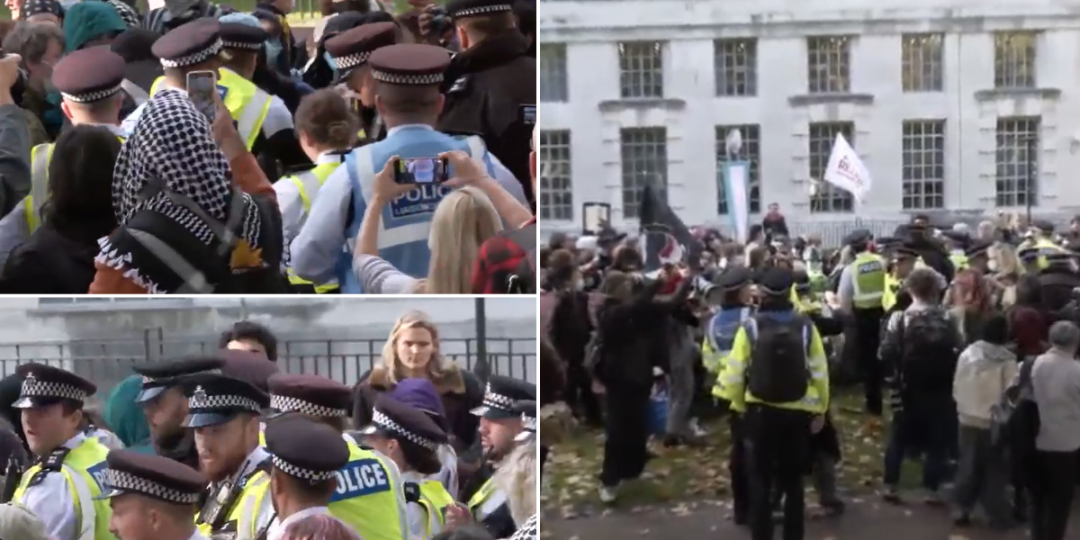 Moment police rush in as trans activists clash with pro-women’s rights group in London