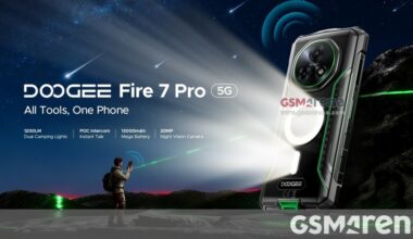 This is the Doogee Fire 7 Pro with camping lights, a 13,000 mAh battery, and POC intercom