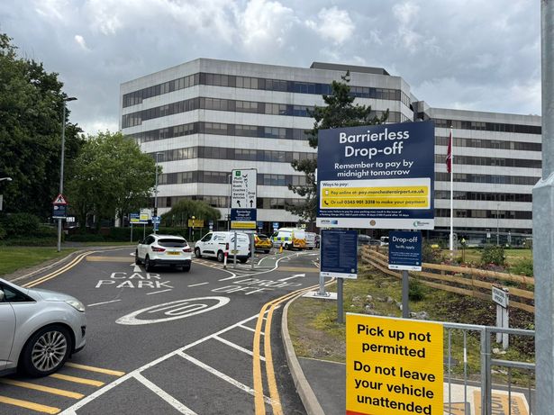 Signs for drop off charges at Manchester Airport