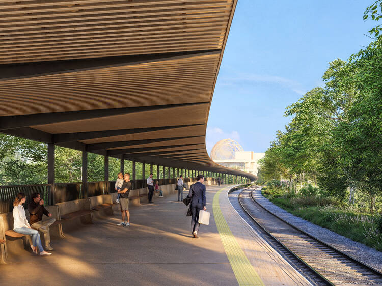 An architectural mock-up of the new station being built in Oxford