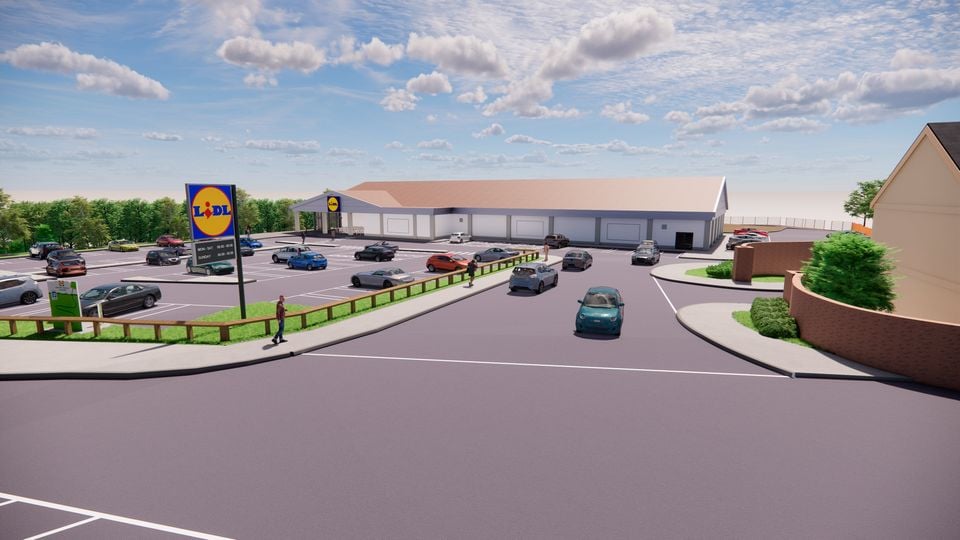 Artist's impression of new Lidl Northern Ireland store on Ballysillan Road, Belfast