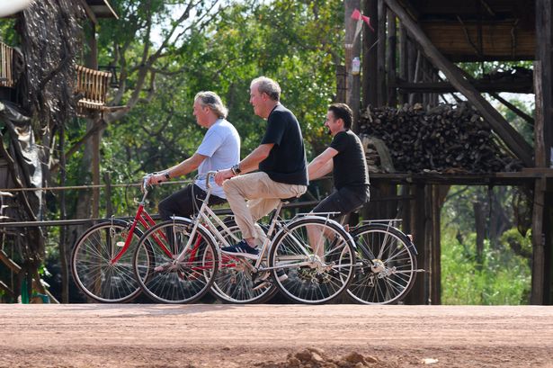 James May and Richard Hammond (rear left to right), during a trip to Southeast Asia for the Amazon Prime Video show The Grand Tour,