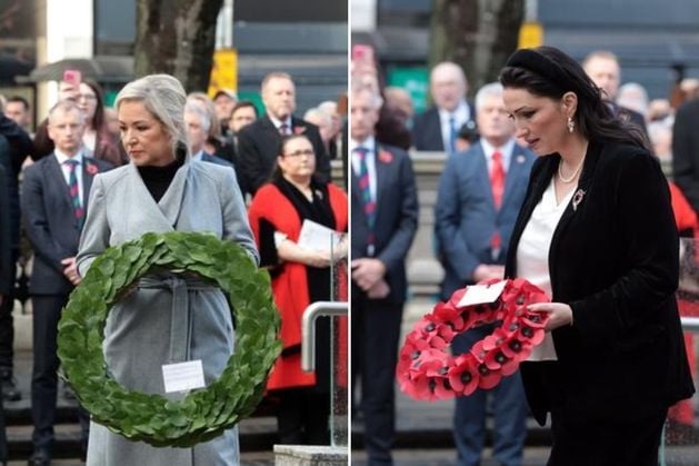 Michelle O’Neill lays wreath to mark Remembrance Sunday at Belfast City Hall: ‘Today, I remember all lives lost in the horror of war and conflict’