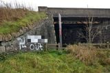 thumbnail: A swastika was scrawled on the wall also at the Toome Road, Ballymena