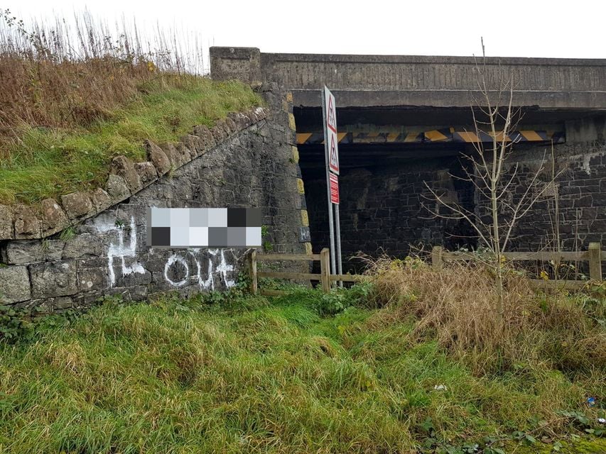 A swastika was scrawled on the wall also at the Toome Road, Ballymena