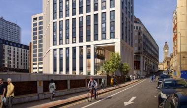 A visualisation of the proposed student block at the corner of Swallow Street and Hill Street in Birmingham. Taken from a design document prepared by Carey Jones Chapman Tolcher (CJCT) on behalf of Orion Land.