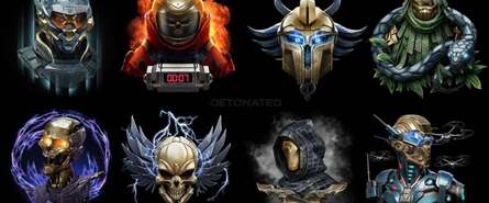 Left: The "Reeled In" Calling Card looks to have six fingers on the character to the left, and uses the Studio Ghibli AI filter. / Right: The Prestige emblems accused to AI touchups.