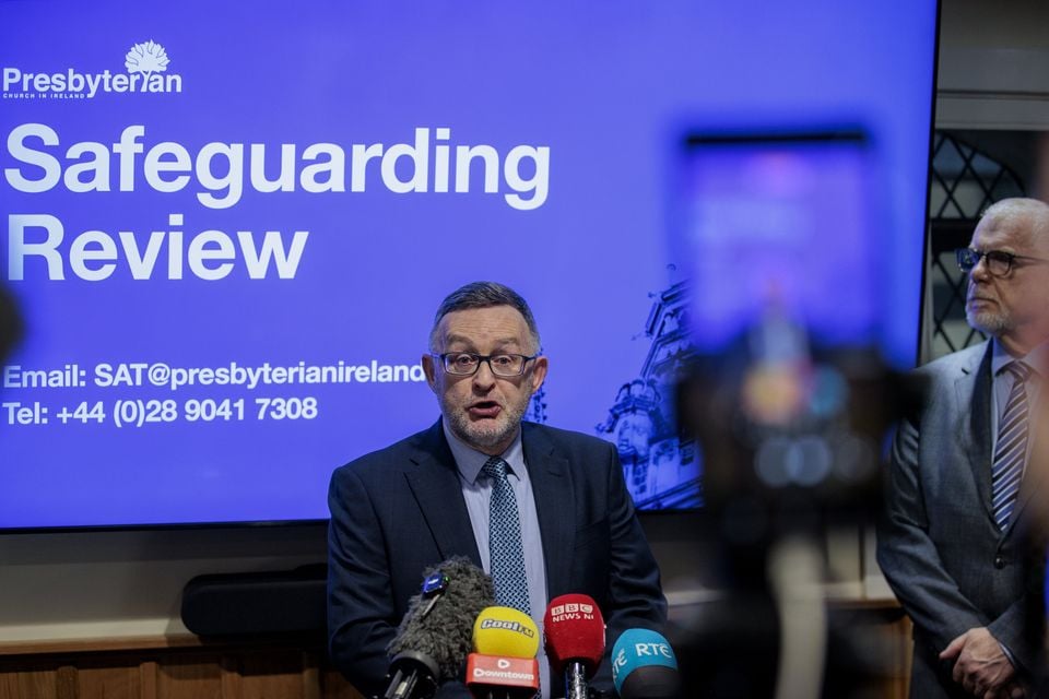 Rev Dr David Allen, Acting Clerk of the General Assembly and Acting General Secretary of the Presbyterian Church in Ireland with Rev Dr David Bruce (right). Pic by Liam McBurney/PA Images via Getty Images.