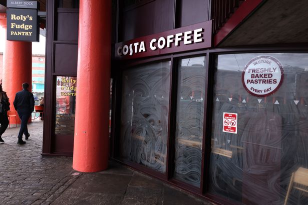 Costa coffee shop on Albert Dock in Liverpool