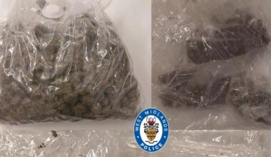 A 'hidden' cannabis find (pictured in three images in clear plastic bags) was made at a home in Gladstone Road in the Stockland Green area of Erdington