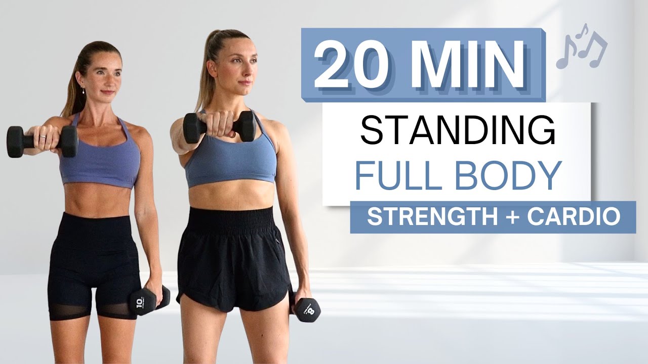 20 min STANDING FULL BODY WORKOUT | Strength + Cardio to the Beat ♫ | Low Impact Options Provided - YouTube