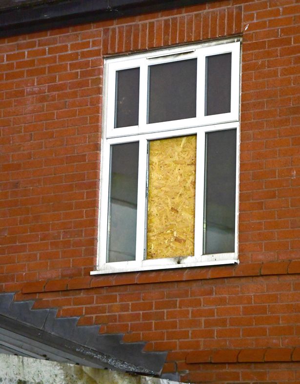 Boarded up window at Crawford House Community Enterprise Centre