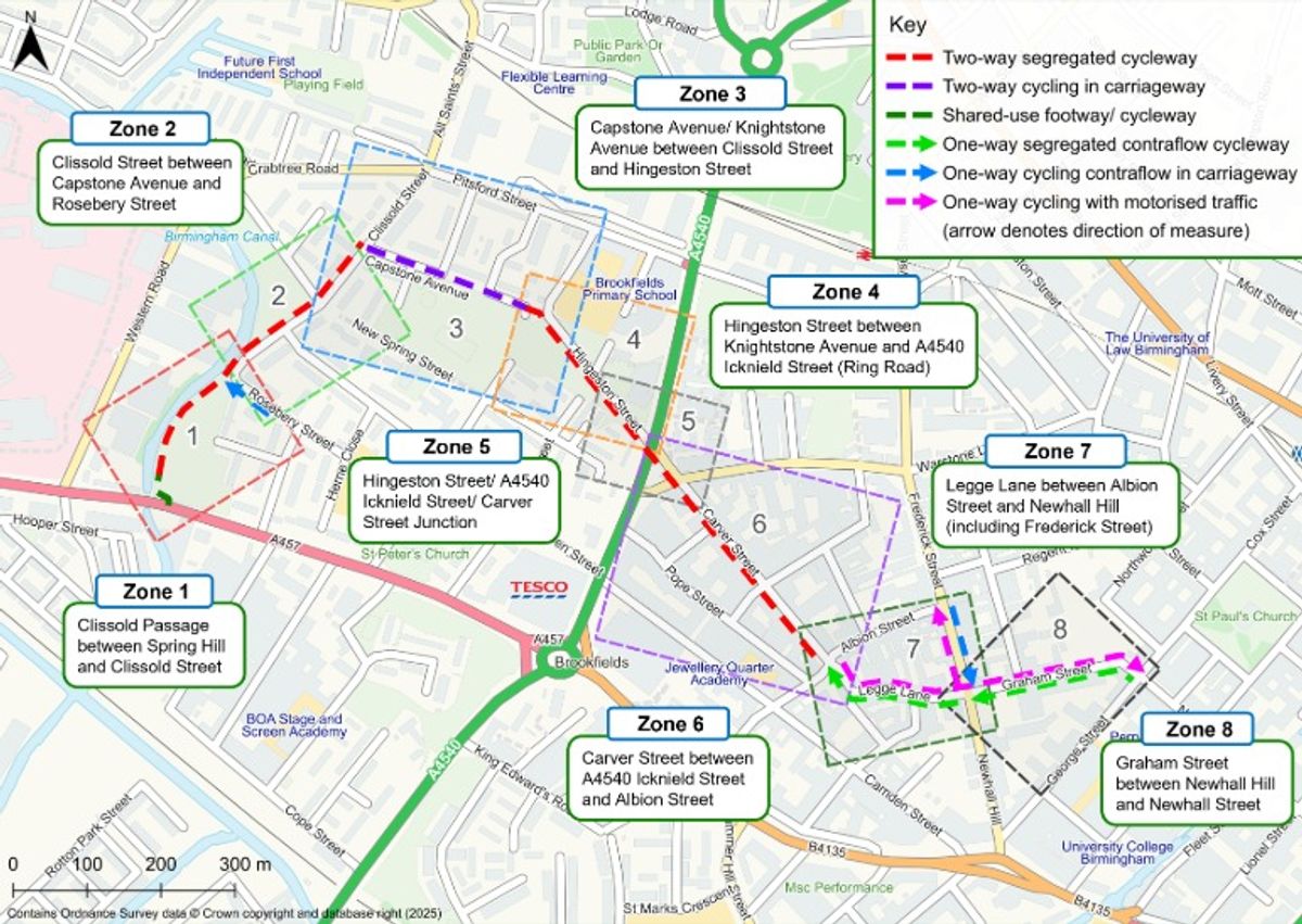 Proposals for the cycle route from Birmingham city centre to the A457 Dudley Road. Taken from consultation page.