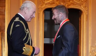 David Beckham admits he was 'very emotional' before receiving long-awaited knighthood from King Charles