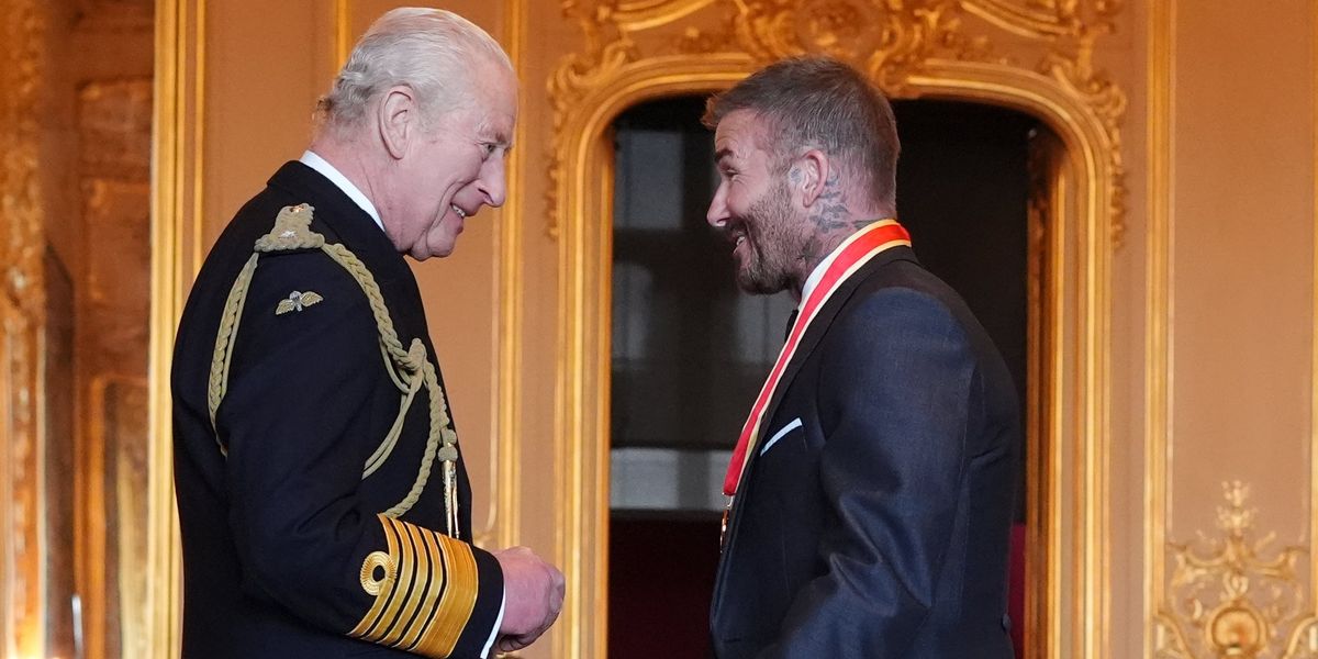 David Beckham admits he was 'very emotional' before receiving long-awaited knighthood from King Charles