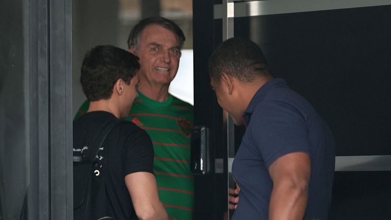 Jair Bolsonaro during house arrest in Brasilia, Brazil. Pic: Reuters
