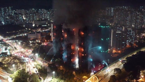 Aerial video shows scale of Hong Kong apartment complex fire 