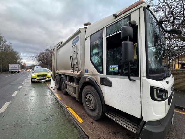 The bin wagon was pulled over by police