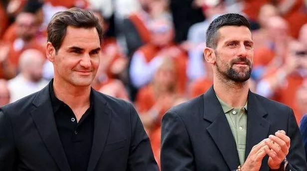 Roger Federer and Novak Djokovic at the 2025 French Open - Day One