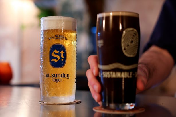 The St Sunday Lager and stout at Fell bar in Stockport