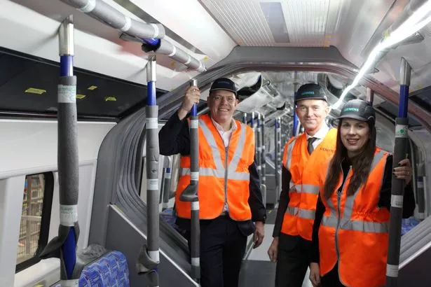 Ambassador Mitchell with Siemens' Mark Speed & Aglaja Scheider, Project Director for London Piccadilly Line