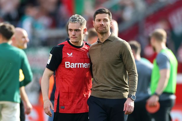 Florian Wirtz with Xabi Alonso during their time together at Bayer Leverkusen