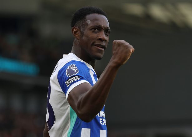 Danny Welbeck of Brighton & Hove Albion goal celebration after scoring to put Brighton & Hove Albion 2-1 ahead during the Premier League match between Brighton & Hove Albion and Newcastle United
