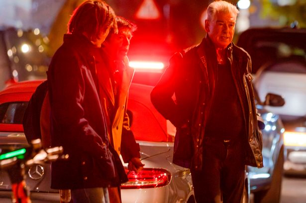 Pierce, 72, was pictured with his estranged son Christopher, 52, and another of his sons Dylan in Notting Hill on Wednesday night