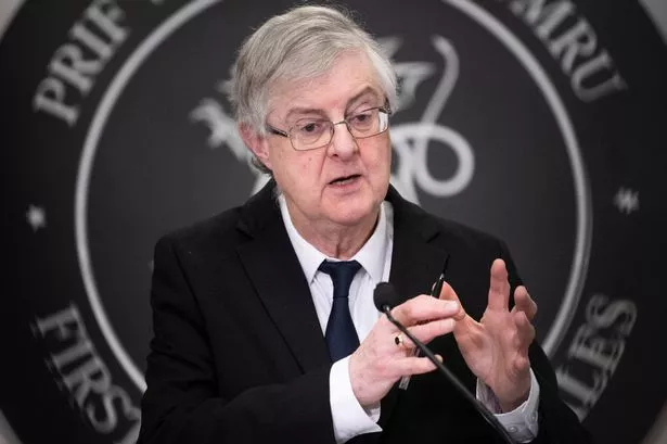 Mark Drakeford speaking during the pandemic