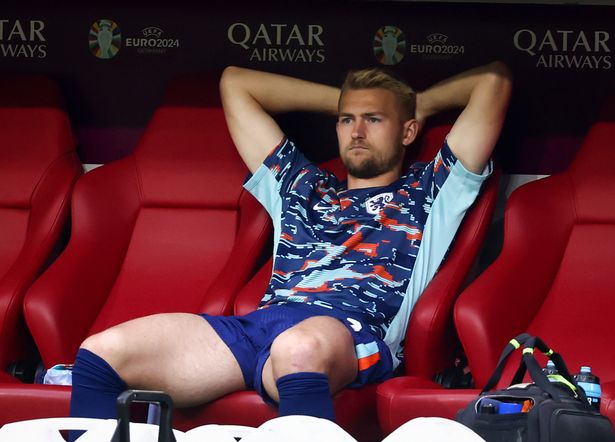 Matthijs De Ligt of Netherlands replacement bench during the UEFA EURO 2024 round of 16 match between Romania and Netherlands