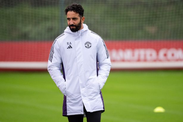 Ruben Amorim oversaw Manchester United training at Carrington before his pre-Everton press conference