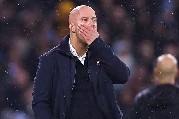 Arne Slot manager / head coach of Liverpool reacts