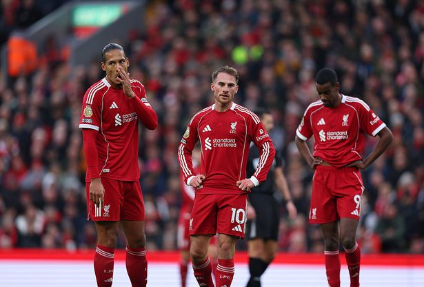Liverpool players look dejected after defeat to Nottingham Forest