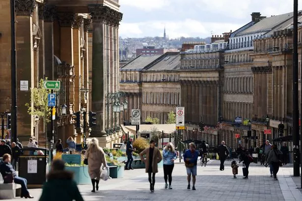 Looking down Grey Street from near Monument.