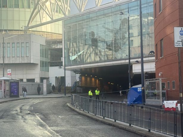 A police cordon on Smallbrook Queensway the day after a woman was stabbed in the area